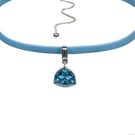 Колье Fiore Luna, Aquamarine / Sky Blue Leather